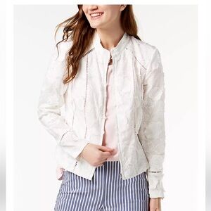 INC International Concepts White Floral Bomber Jacket